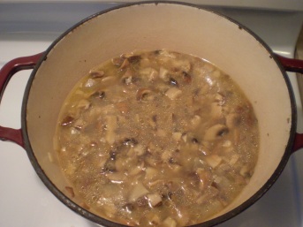 Soup (no milk added yet) after one hour. It has become a warm taupe colour.